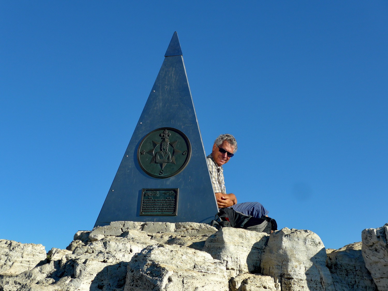 Alfred on top of 2667 meters high Guadalupe Peak which is the tallest mountain of Texas